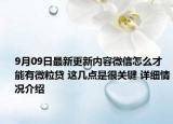 9月09日最新更新内容微信怎么才能有微粒贷 这几点是很关键 详细情况介绍