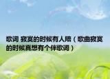 歌词 寂寞的时候有人陪（歌曲寂寞的时候真想有个伴歌词）