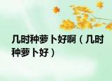 几时种萝卜好啊（几时种萝卜好）