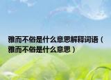 雅而不俗是什么意思解释词语（雅而不俗是什么意思）
