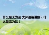 什么是无为法 大师通俗讲解（什么是无为法）