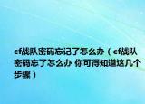 cf战队密码忘记了怎么办（cf战队密码忘了怎么办 你可得知道这几个步骤）