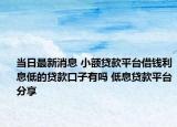 当日最新消息 小额贷款平台借钱利息低的贷款口子有吗 低息贷款平台分享