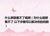 什么原因看不了视频（为什么视频看不了 以下步骤可以解决你的问题）
