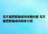 毛不易把歌唱成诗详细内容 毛不易把歌唱成诗具体介绍