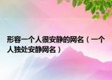 形容一个人很安静的网名（一个人独处安静网名）