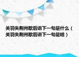 关羽失荆州歇后语下一句是什么（关羽失荆州歇后语下一句是啥）