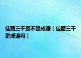 佳丽三千是不是成语（佳丽三千是成语吗）