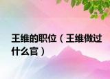 王维的职位（王维做过什么官）