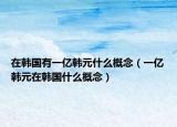 在韩国有一亿韩元什么概念（一亿韩元在韩国什么概念）