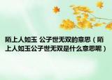 陌上人如玉 公子世无双的意思（陌上人如玉公子世无双是什么意思呢）