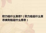 欧力给什么意思?（欧力给是什么意思奥利给是什么意思）