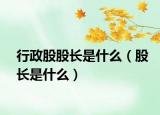 行政股股长是什么（股长是什么）