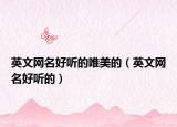 英文网名好听的唯美的（英文网名好听的）