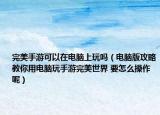 完美手游可以在电脑上玩吗（电脑版攻略教你用电脑玩手游完美世界 要怎么操作呢）