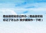 路由器密码忘记咋办（路由器密码忘记了怎么办 按步骤操作一下吧）