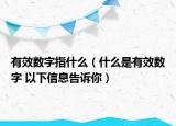 有效数字指什么（什么是有效数字 以下信息告诉你）