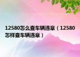 12580怎么查车辆违章（12580怎样查车辆违章）