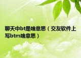 聊天中bt是啥意思（交友软件上写btm啥意思）