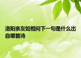 洛阳亲友如相问下一句是什么出自哪首诗