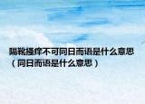 隔靴搔痒不可同日而语是什么意思（同日而语是什么意思）