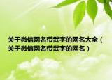 关于微信网名带武字的网名大全（关于微信网名带武字的网名）