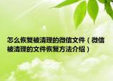 怎么恢复被清理的微信文件（微信被清理的文件恢复方法介绍）