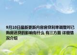 9月10日最新更新内容房贷利率调整对已购房还贷的影响有什么 有三方面 详细情况介绍