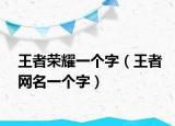 王者荣耀一个字（王者网名一个字）