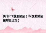 关闭LTE载波聚合（lte载波聚合在哪里设置）