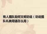 有人插队如何文明劝说（劝说插队礼貌用语怎么用）