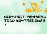 6级准考证号忘了（六级准考证号忘了怎么办 介绍一下用支付宝的方法）