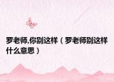 罗老师,你别这样（罗老师别这样什么意思）