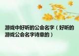 游戏中好听的公会名字（好听的游戏公会名字诗意的）