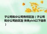 子公司和分公司有何区别（子公司和分公司的区别 快来pick以下信息）