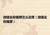 微信名称推荐怎么设置（微信名称推荐）