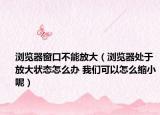 浏览器窗口不能放大（浏览器处于放大状态怎么办 我们可以怎么缩小呢）