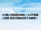 dnf输入密码后未响应（dnf不能输入密码 如何才能解决这个问题呢）