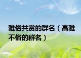 雅俗共赏的群名（高雅不俗的群名）