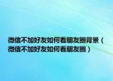 微信不加好友如何看朋友圈背景（微信不加好友如何看朋友圈）