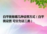 白平衡有哪几种设置方式（白平衡设置 可分为这三类）