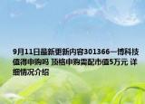9月11日最新更新内容301366一博科技值得申购吗 顶格申购需配市值5万元 详细情况介绍