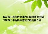 有没有不看征信负债的正规网贷 推荐以下这五个平台具体情况详细内容介绍