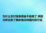 为什么支付宝备用金不能用了 原因分析出来了具体情况详细内容介绍