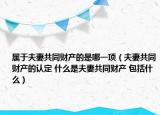 属于夫妻共同财产的是哪一项（夫妻共同财产的认定 什么是夫妻共同财产 包括什么）