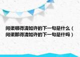 问渠哪得清如许的下一句是什么（问渠那得清如许的下一句是什吗）