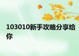 103010新手攻略分享给你