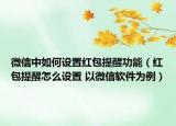 微信中如何设置红包提醒功能（红包提醒怎么设置 以微信软件为例）
