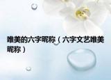 唯美的六字昵称（六字文艺唯美昵称）