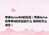 苹果6plus与6的区别（苹果6plus和苹果6的区别是什么 购买时怎么选择）